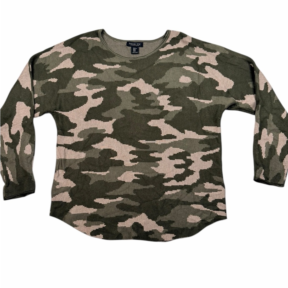 Rachel Zoe Women’s Camo Sweater - Olive & Beige XL